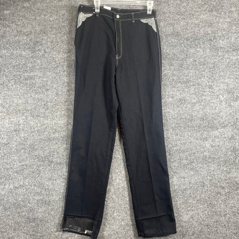 Vintage Fancy Ass Pants‎ Womens 33 Black Western Contrast Stitch Denim High Rise